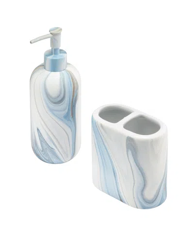 Avanti Waves Ceramic 2-pc. Bath Accessory Set In Blue
