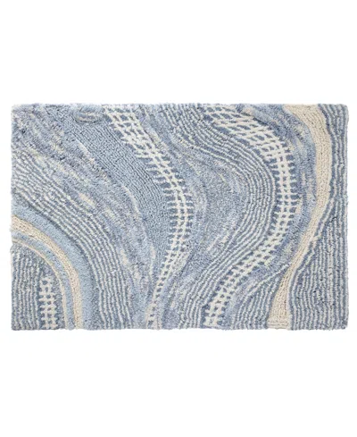 Avanti Waves Cotton Bath Rug, 20" X 30" In Blue