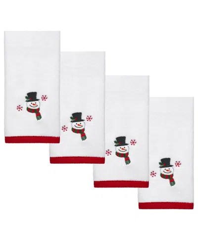 Avanti Winter Snowman Cotton 4-pc. Fingertip Towel Set, 18" X 11" In White