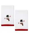 Avanti Winter Snowman Cotton Fingertip Towel, 18" X 11" In White