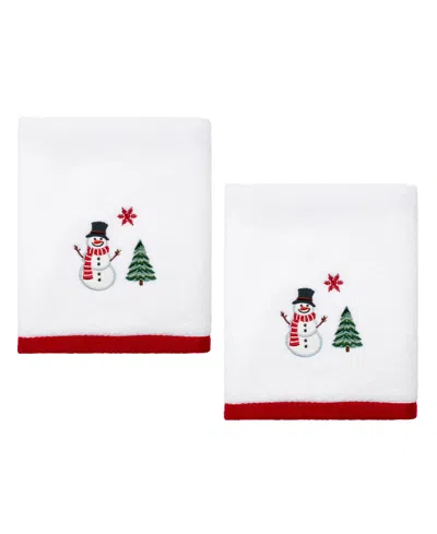 Avanti Winter Snowman Cotton Hand Towel, 28" X 16" In White