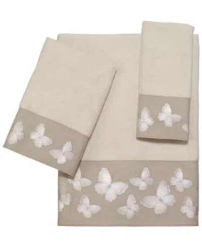 Avanti Yara Butterfly Bordered Cotton Bath Towels In Granite