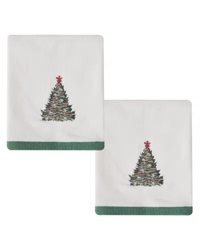 Avanti Yuletide Cotton Hand Towel Set, 2-pack In White