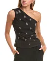 Avantlook Beaded One-shoulder Top In Black