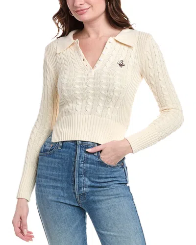 Avantlook Cable Polo Sweater In Beige