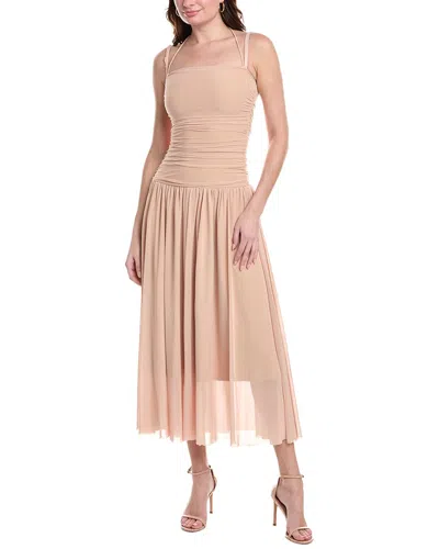 Avantlook Mesh Maxi Dress In Beige