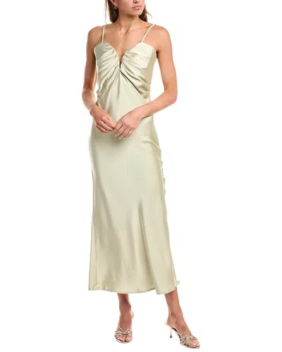 Avantlook Pleated Satin Maxi Dress In Green