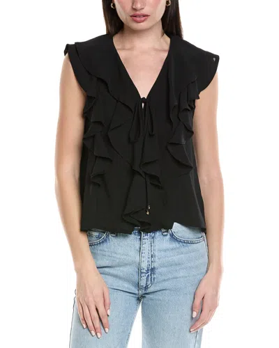 Avantlook Ruffle Bubble Crepe Blouse In Black
