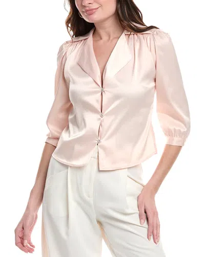 Avantlook Shirred Satin Top In Beige