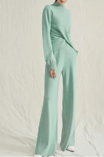 Avantlook Twist Top And Wide Leg Trouser Set In Turquoise In Blue