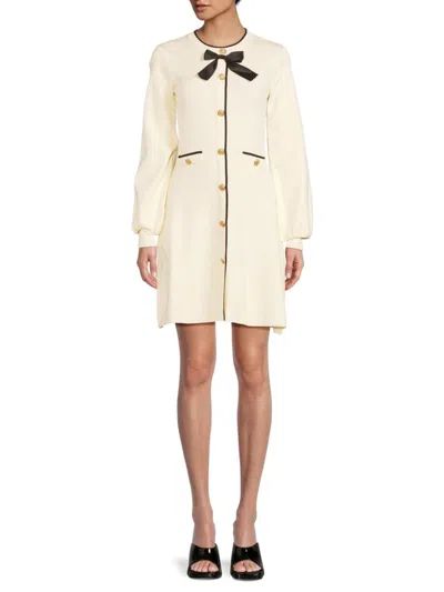 Avantlook Women's Bow Knit Mini Dress In Beige