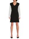 Avantlook Women's Contrast-sleeve V-neck Minidress In Multi