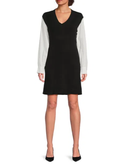 Avantlook Women's Contrast-sleeve V-neck Minidress In Multi