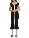 Avantlook Women's Contrast-trim Button Midi-dress In Black