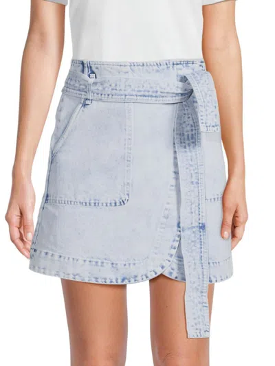 Avantlook Women's Wrap Mini Denim Skirt In Blue