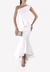 Avaro Figlio One-shoulder Peplum Top In White