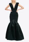 Avaro Figlio V-neck Layered Maxi Mermaid Dress In Black