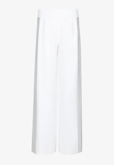 Avaro Figlio Wide-leg Pants With Crystal Inserts In White