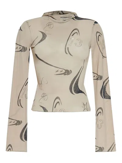 Avavav Abstract-print Top In Beige