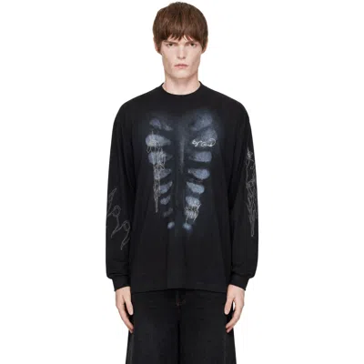 Avavav Black X-ray Handwriting Long Sleeve T-shirt