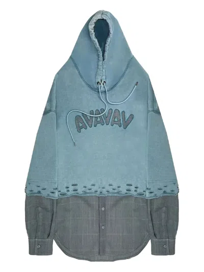 Avavav Distressed-detail Hoodie In Blue