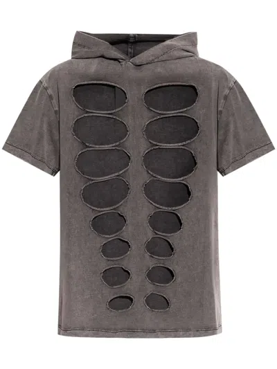 Avavav Distressed Hooded T-shirt In Grey