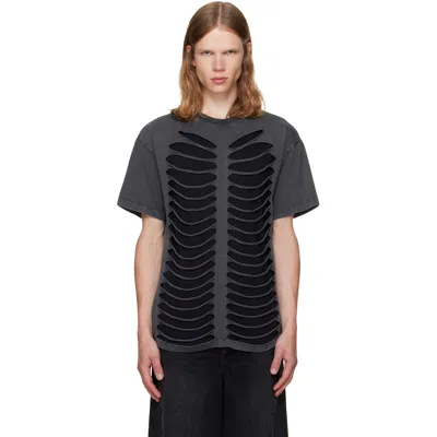 Avavav Gray & Black Tier Cut-out Double Layer T-shirt