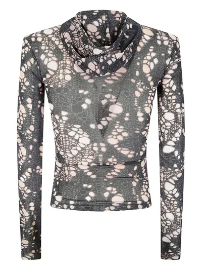 Avavav Hooded Distressed Top In Black