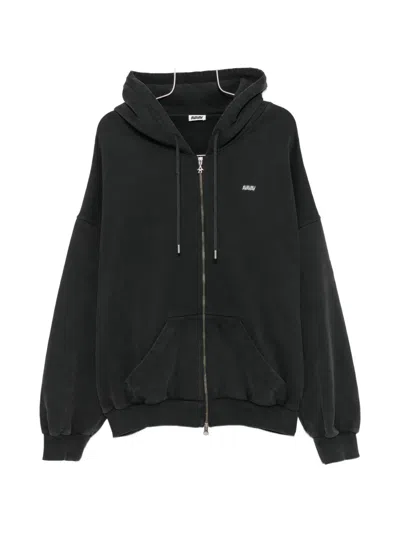 Avavav Logo-embroidered Zip-up Hoodie In Black