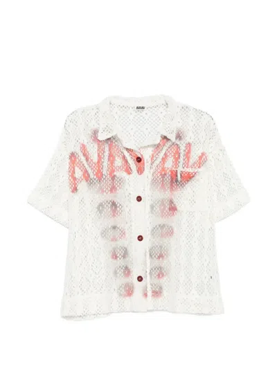 Avavav Logo-print Open-knit Shirt In White