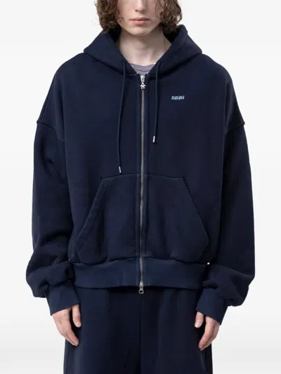 Avavav Logo-print Zip-up Hoodie In Blue