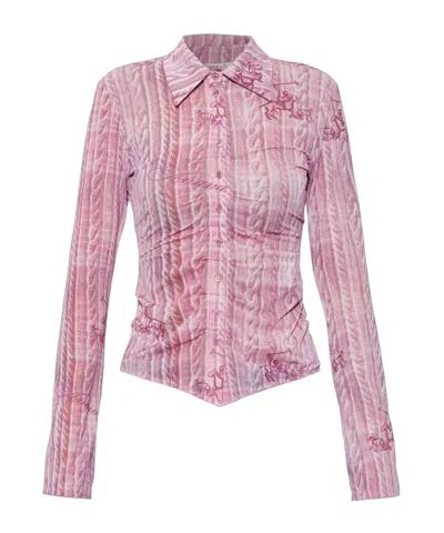 Avavav Cable-knit-print Ruched Shirt In Multi