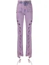 Avavav Cutout Cotton Denim Straight Pants In Purple