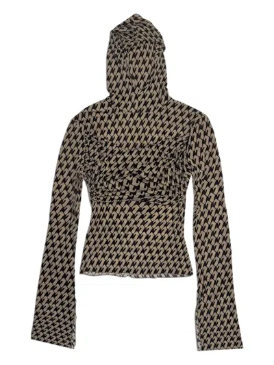 Avavav Monogram-print Hooded T-shirt In Brown