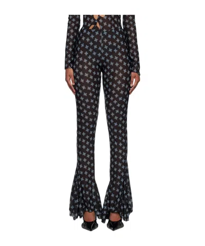 Avavav Ssense Exclusive Black Martha Trousers In Dark Bloom