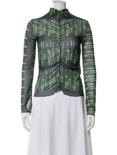 Pre-owned Avavav Patterned Crew Neck Top In Green
