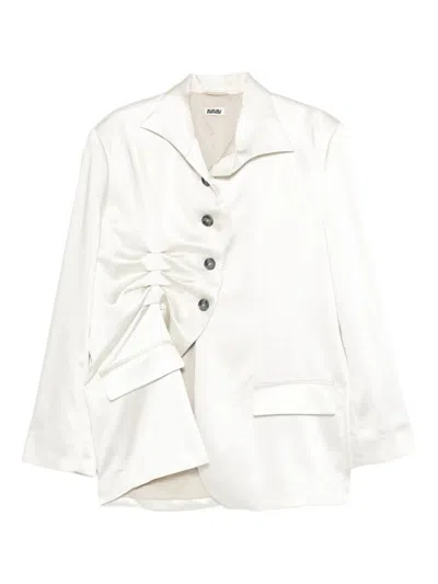 Avavav Pleated Blazer Satin White Clothing