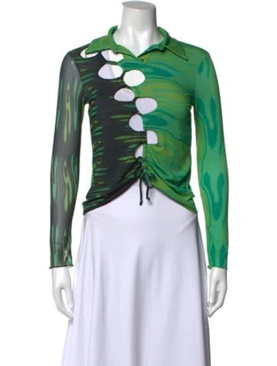 Pre-owned Avavav Printed Long Sleeve Top In Green