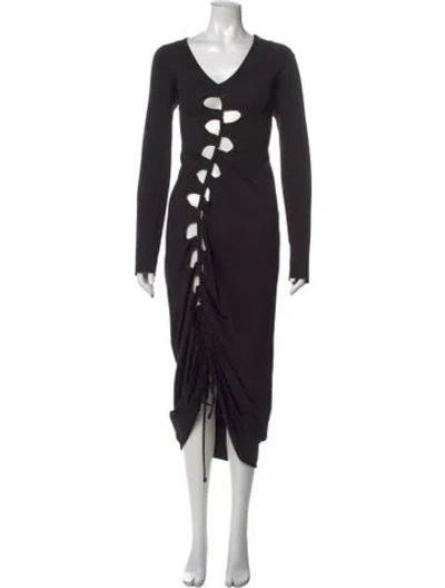 Pre-owned Avavav Printed Midi Length Dress In Black