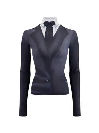 Avavav Printed Turtleneck Top In Blue