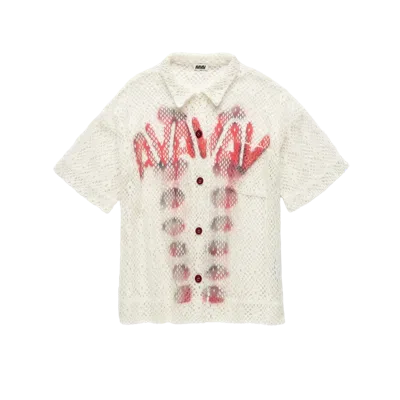 Avavav Short Sleeve Printed Crochet Shirt White