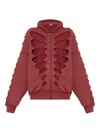 Avavav Shoulderless Cut-out Zip-up Hoodie In Red