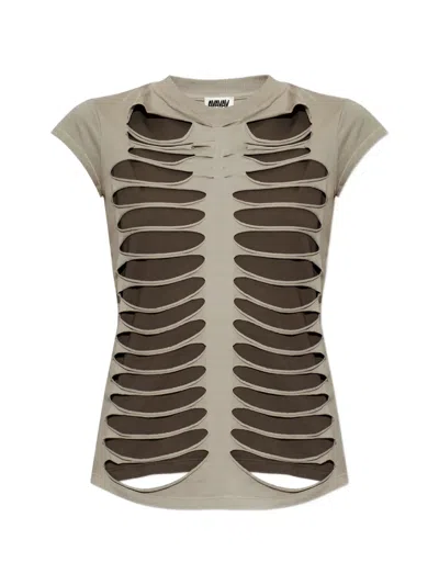 Avavav Slit-detail T-shirt In Neutral
