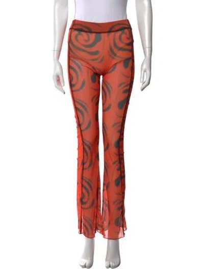 Pre-owned Avavav Tie-dye Print Flared Pants In Orange
