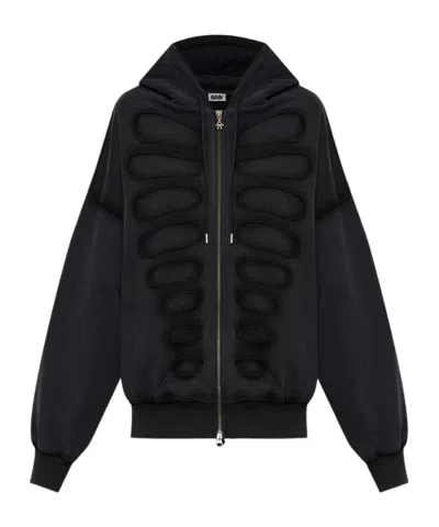 Avavav Tim Panelled Zip-up Hoodie In Black