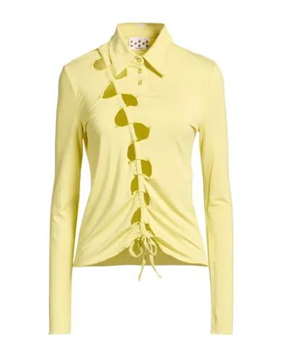 Avavav Woman Polo Shirt Lime Green Size M Viscose, Elastane In Yellow