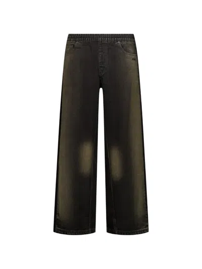 Avavav X Adidas Originals Logo-embroidered Faded-effect Jeans In Animal Print