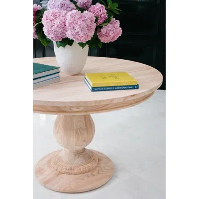 Ave Home Raw Solid Wood Pedestal Dining Table In Natural Wood