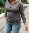 Ave Shops By The Fireplace Thermal Top In Charcoal In Grey