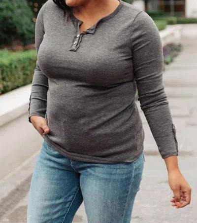 Ave Shops By The Fireplace Thermal Top In Charcoal In Grey